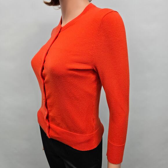 J. Crew Jackie Cardigan Sweater Women S Cotton Blend Orange Pearl Button down - Picture 7 of 13